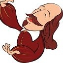 Cartoon image of Shakespeare singing 