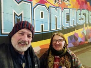 Rob and Margit in front of Manchester Mural