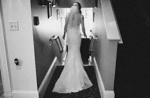 Bride walking down the stairs